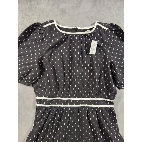 LOFT Womens Flounce Dress Swiss Dot Print Short Sleeve Back Zip Size 0 NEW NWT - Picture 2 of 10